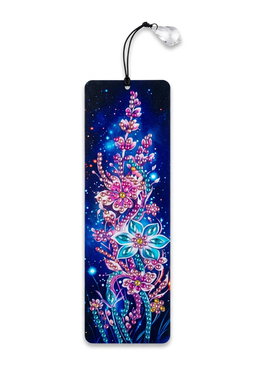Pink & Turquoise Floral Diamond Art Bookmark