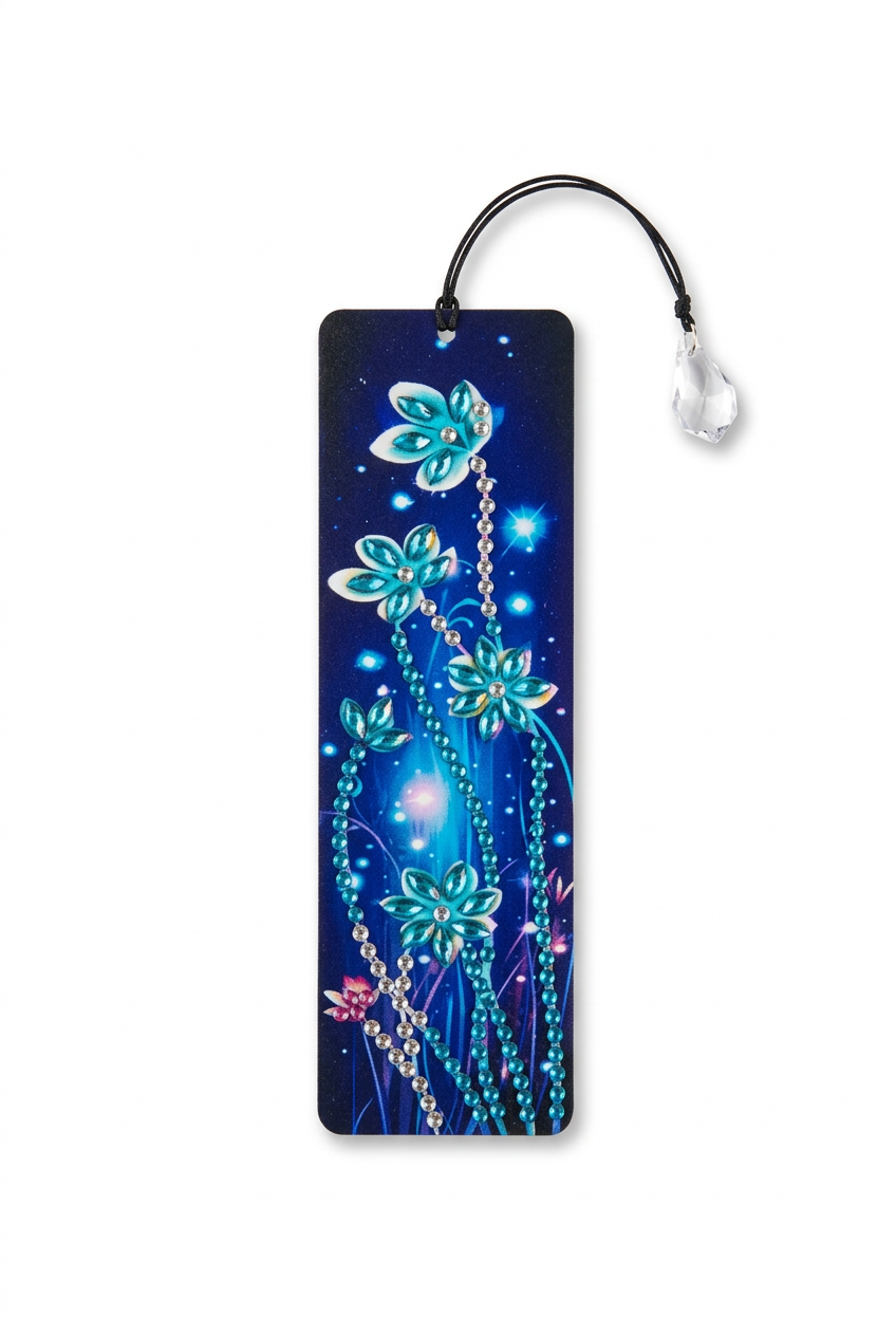 Turquoise Floral Diamond Art Bookmark