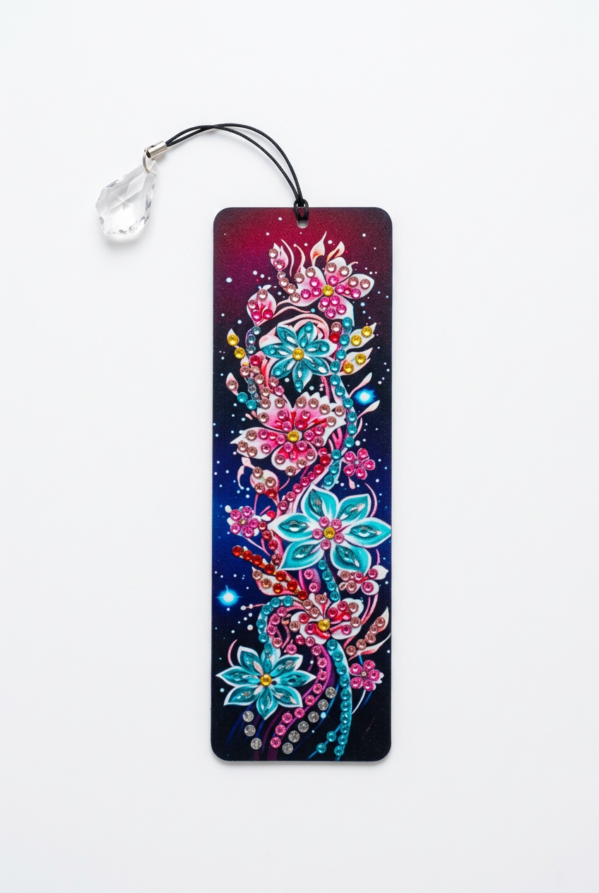 Red Floral Diamond Art Bookmark